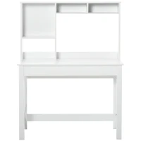 HOMCOM Computer Desk with Hutch, Home Office Table with Storage Shelves and Open Compartments for Writing, Work, White(m-2)