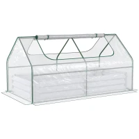Outsunny 6 x 3 x 1ft Metal Planter Box with Mini Greenhouse, Galvanized Raised Garden Bed with Cover for Herbs and Vegetables, Small Greenhouse for Patio Balcony, Clear and Light Gray(m-1)