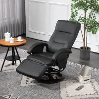 HOMCOM Swivel Recliner Chair with Footrest and Armrest, Black(m-7)
