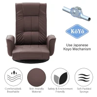 360 Degree Swivel Floor Chairs for Adults, Faux Leather Gaming Floor Chair with Back Support, 14 Angles Adjustable Comfortable Floor Lounge Chair Folding Video Game Chairs Office Bedroom(m-6)