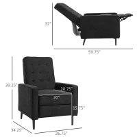 HOMCOM Manual Recliner, Fabric Tufted Club Chair, Home Theater Seating Reclining Sofa for Living Room, Black(m-3)