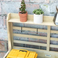 Outsunny Wooden Potting Bench with Storage, Aluminum Tabletop for Backyard, Patio, Balcony, Natural(m-8)