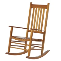 Outsunny Wooden Outdoor Rocking Chair with Armrests, High Back for Garden, Patio, Balcony, Porch, Natural(m-1)