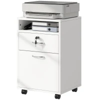 HOMCOM 24" Vertical Filing Cabinet with Lockable Drawer, Mobile File Cabinet with 2 Keys, Wheels for Home Office, White(m-14)