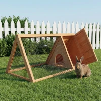 PawHut Rabbit Hutch Outdoor, Wooden Chicken Coop with Run, Outdoor Small Animal Cage for Rabbit, Small Duck and Chicken, Brown(m-7)
