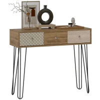 HOMCOM Narrow Console Table with Drawers, 35" Entryway Table with Hairpin Legs for Hallway, Foyer, Living Room, Brown(m-9)