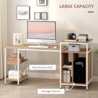 HOMCOM 68 Inch Office Table Computer Desk Workstation Bookshelf with CPU Stand, Spacious Storage Shelves & Chic Modern Woodgrain Design, Oak Wood Grain(m-4)