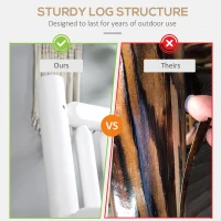 Outsunny 2-Person Wood Rocking Chair with Log Design, Heavy Duty Loveseat with Wide Curved Seats for Patio, Backyard, Garden, White(m-6)