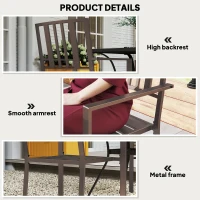 Outsunny Patio Dining Chairs with Metal Slatted Design, Dark Brown(m-6)