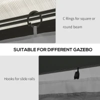 Outsunny 9.84' x 13.1' Gazebo Sidewall Set with Hooks/C-Rings, Light Gray(m-6)