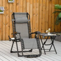 Outsunny Zero Gravity Chair, Folding Recliner Chair, Adjustable Patio Lounger with Detachable Pillow, Cup Holder and Foot Massage Roller for Outdoor, Patio, Deck, Poolside, Grey(m-1)