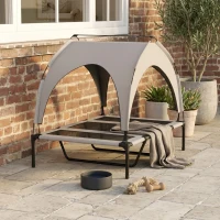 PawHut Elevated Dog Bed with Canopy, Raised Outdoor Pet Bed for Camping with Washable Breathable Mesh, 42" x 30" x 37"(m-9)