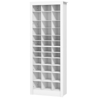 HOMCOM 71" Shoe Storage Cabinet with 3 Heights of Open Cubes for 36 Pairs, Narrow Shoe Organizer, White
