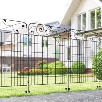 Outsunny Garden Fence, 4 Pack Steel Fence Panels, 11.5' L x 56" H, Rust-Resistant Decorative Border Flower Edging(m-2)