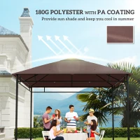 Outsunny 10' x 10' Square Gazebo Canopy Replacement UV Protected Top Cover Sun Shade Coffee(m-6)