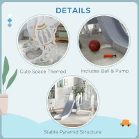 Qaba Toddler Swing and Slide Set with Basketball Hoop, Space Theme, Gray(m-7)