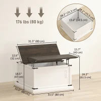 HOMCOM Lift Top Coffee Table with Charging Station, Square Farmhouse Center Table with Hidden Storage, White Wood Grain(m-3)