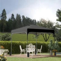 Outsunny 8' x 8' Pop Up Canopy Tent with Wheeled Carry Bag and 4 Sandbags, Instant Sun Shelter, Tents, Black(m-10)