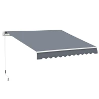 Outsunny 10' x 8' Patio Awning, Manual Retractable Sun Shade with UV Protection and Easy Crank Opening, Dark Gray(m-11)