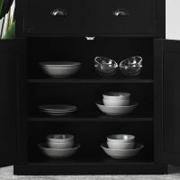 HOMCOM 72.5" Kitchen Cabinet, Pantry Storage Cabinet with Doors and Shelves, Freestanding Food Pantry Cabinet, Black(m-9)