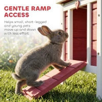 PawHut Small Wooden Rabbit Hutch Bunny Cage Guinea Pig Cage Duck House Dog House with Openable & Waterproof Roof, for Rabbits, Chickens, Ducks, Red(m-7)