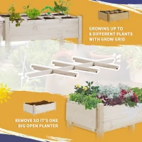 Outsunny Raised Garden Bed Planter Box w/ 8 Grow Grids, Storage Shelf & Lockable Wheels(m-4)