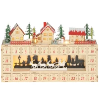 HOMCOM Christmas Advent Calendar with 24 Countdown Drawers and LED Lights, Wood-Effect Advent Calendar, Battery Operated(m-1)