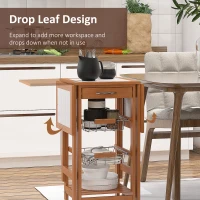 HOMCOM 37" Modern Wooden Kitchen Island with Drop Leaf, Rolling Cart With Basket Storage(m-5)