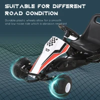 Aosom Pedal Go Kart Children Ride on Car Racing Style with Adjustable Seat, Plastic Wheels, Handbrake and Shift Lever, White(m-6)
