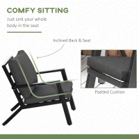 Outsunny 4 Piece Patio Furniture Set, Outdoor Conversation Set with Armchairs, Loveseat, Coffee Table and Cushions for Backyard, Poolside, Lawn and Garden, Black(m-4)