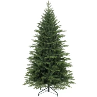 HOMCOM 6ft Artificial Christmas Tree Full Hinged Xmas Tree Metal Base, Green(m-2)