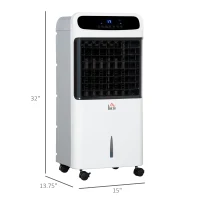 HOMCOM 3-In-1 Ice Cooling Fan, Mobile Evaporative Air Cooler with Remote, Timer, Oscillating for Home Office, Bedroom, White(m-3)