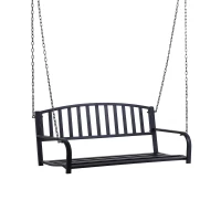 Outsunny 2-Person Metal Outdoor Porch Swing, Hanging Outdoor Swing Chair, 528lb Weight Capacity, Black(m-1)