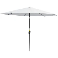 Outsunny 10' x 8' Round Market Umbrella, Patio Umbrella with Crank Handle and Tilt, Outdoor Parasol for Garden, White(m-2)