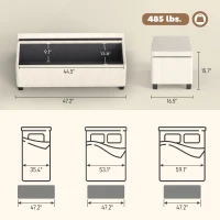 HOMCOM 47 Inches Storage Ottoman Bench, Foot Rest with Legs, End of Bed Bench, Corduroy Storage Chest for Living Room, Beige(m-3)