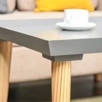 HOMCOM Coffee Table with Tray Top, Nordic Center Table with Pine Wood Legs, Rectangle Coffee Tables for Living Room, Gray(m-9)