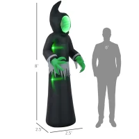 HOMCOM 8ft Inflatable Halloween Mirror Face Ghost, Blow Up LED Display for Garden Indoor Outdoor(m-3)