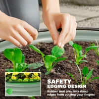 Outsunny Set of 2 Raised Garden Bed, Metal Planter Box with Safety Edging, Easy-to-assemble Stock Tank, Light Green(m-6)