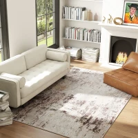 HOMCOM Machine Washable Area Rug 5x7, Non-Slip Modern Abstract Floor Carpet for Living Room, Bedroom, Dining Room, Mixed-Brown(m-3)