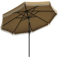 Outsunny 9' Patio Umbrella with Tilt, Ruffled Outdoor Umbrella, Tan(m-11)