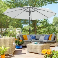Outsunny 10' x 8' Round Market Umbrella, Patio Umbrella with Crank Handle and Tilt, Outdoor Parasol for Garden, White(m-8)