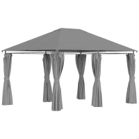 Outsunny 10' x 13' Outdoor Patio Gazebo Canopy Shelter with 6 Removable Sidewalls, & Steel Frame for Garden, Lawn, Backyard and Deck, Grey(m-1)