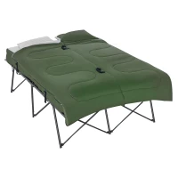 Outsunny 2-Person Folding Camping Cot Portable Outdoor Bed Set with Sleeping Bag, Inflatable Air Mattress, Comfort Pillows and Carry Bag, Soft and Comfortable for Outdoor Travel Camp Beach Vacation(m-1)