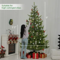 HOMCOM 9ft Artificial Sparse Christmas Tree with Steel Stand and 4306 Tips for Home Office Holiday(m-3)