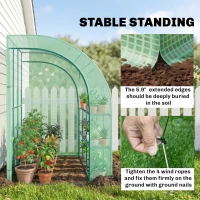 Outsunny 10' x 5' x 7' Lean to Greenhouse, Walk-In Green House, Plant Nursery with 2 Roll-up Doors and Windows, PE Cover and 3 Wire Shelves, Green(m-6)
