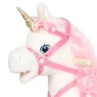 Qaba Baby Rocking Horse, Unicorn Kid Ride on Toy with Rocking Limit, Tail Wag Mouth Movement, Sounds for 3-5 Y, White(m-9)
