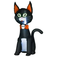 HOMCOM 4.1 ft Inflatable Halloween Black Cat,  Outdoor LED Lighted Yard Party Decoration, Waterproof(m-11)