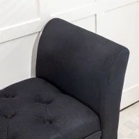 HOMCOM Upholstered Bedroom Entryway Bench with Button Tufted Design, End of Bed Bench with Arms and Solid Wood Legs, Black(m-9)