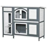 PawHut 57" Rabbit Hutch, 2 Tier Bunny Cage, Guinea Pig Cage, Bunny Run, Indoor Outdoor Small Animal House with Slide-out Tray, Ramp(m-11)