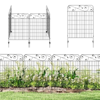 Outsunny Garden Fence, 4 Pack Steel Fence Panels, 11.5' L x 56" H, Rust-Resistant Decorative Border Flower Edging